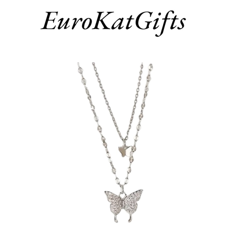 NEW Elegant Silver Butterfly Pendant Necklace NWT
